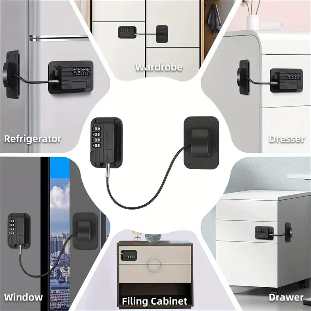 Easy-Install No-Drill Security Lock for Drawers, Refrigerators & Cabinets - Childproof Safety Door Clip & Window Latch
