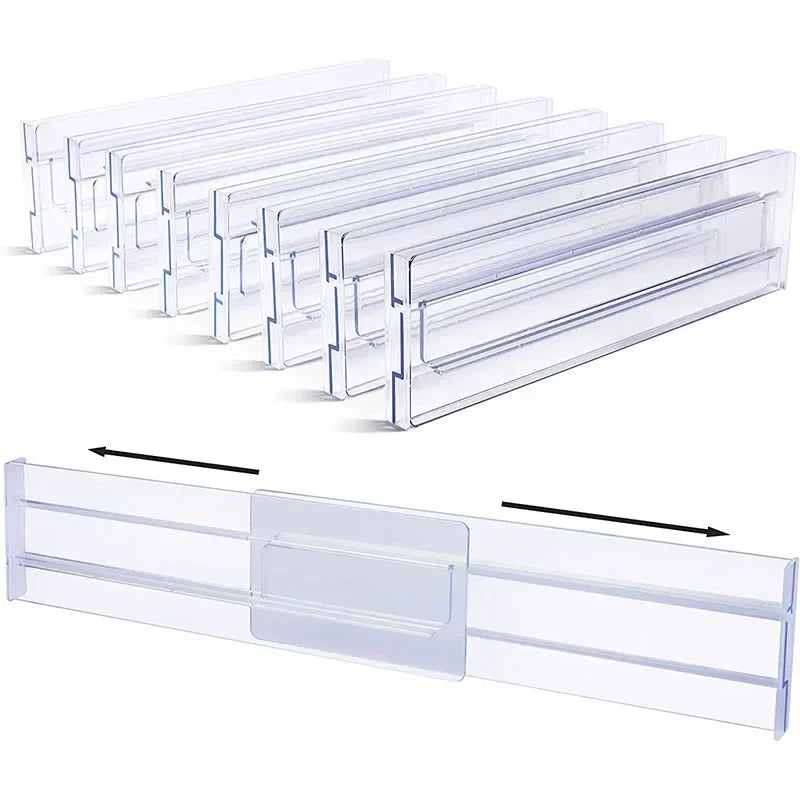 1/2/4/8PCS Drawer Dividers Organizers Adjustable Cabinet Storage Clothes Drawer Organizer Clear Drawers Separators Kitchen Tools