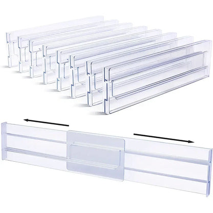 1/2/4/8PCS Drawer Dividers Organizers Adjustable Cabinet Storage Clothes Drawer Organizer Clear Drawers Separators Kitchen Tools