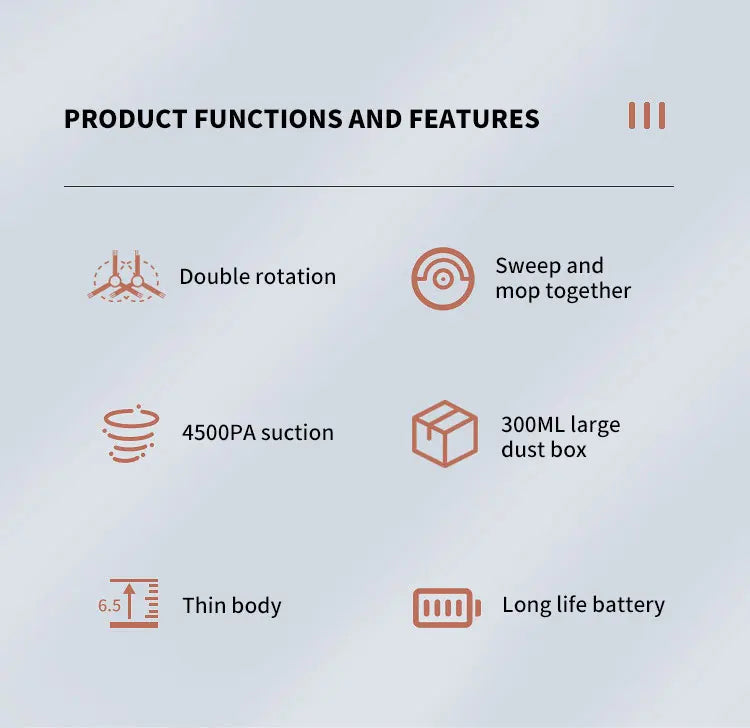 Automatic Mopping Robot Vacuum Cleaner 3-in-1 Smart  Home Wireless Sweeping Wet And Dry Ultra-thin Cleaning Machine