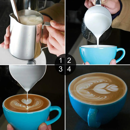 100/350/600/1000ml Coffee Milk Frothing Jug Latte Art Milk Frother Pitcher Stainless Steel Measurement Jug Pot Coffee Accessorie