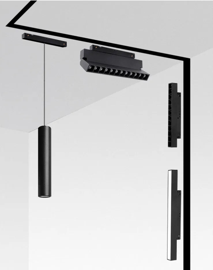 Magnetic Track Light Grille Flood Lamp Modern Embedded Flexible Linear Fixture LED Spotlight DC48V Ceiling Indoor Living