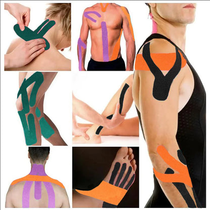 4 Rolls Kinesiology Tape Pro Athletic Sports Tape 80 Precut Strips Sports Waterproof Breathable Latex Free Elastic Sports Tape