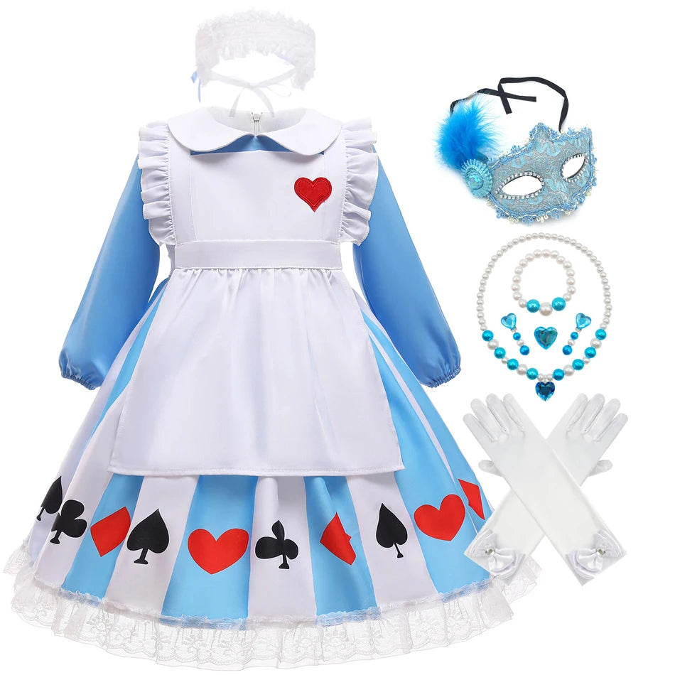 Girl Alice Costume Halloween Maid Lolita Dress Kids Cosplay Servant Family Party Fancy Clothing New Arrival
