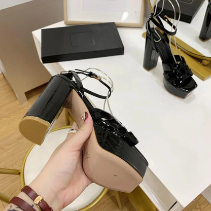 Fashion Women's Sandals Brand Luxury Women's Shoes Elegant Party High Heels Leather Waterproof Office Shoes Sexy Dating Shoes