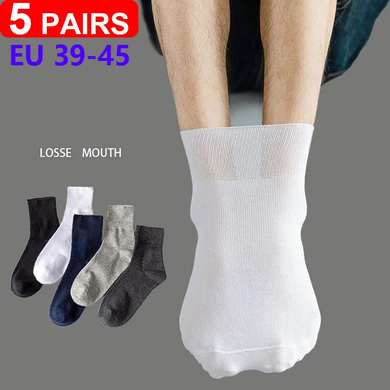 5Pairs Comfortable and Supportive Diabetic Socks for Men and Women Moisture wicking Cotton Fabric Non-binding Top Business Socks