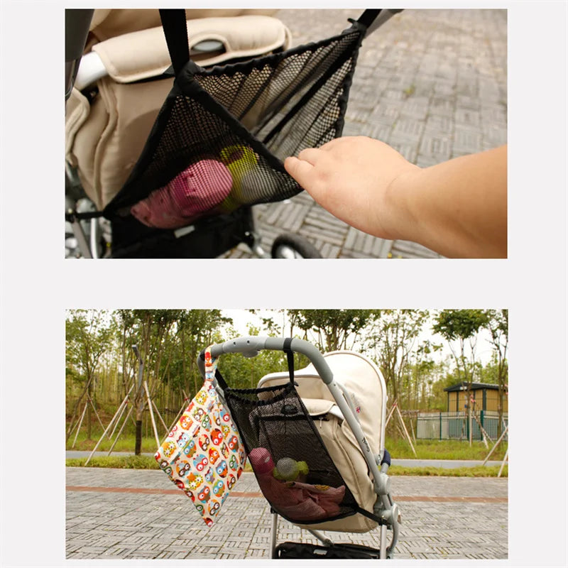Baby Stroller Bag Hanging Net Bags Portable Large Capacity Pram Storage Pocket Infant Products Organizer Stroller Accessories