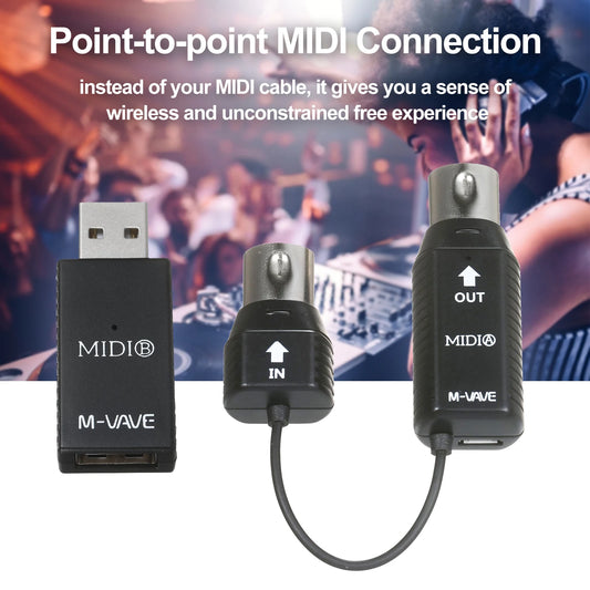 M-VAVE MS1 Mini Wireless Transmission System MIDI System MIDI Wireless Adapter Plug and Play Support Wins System Smart Phone