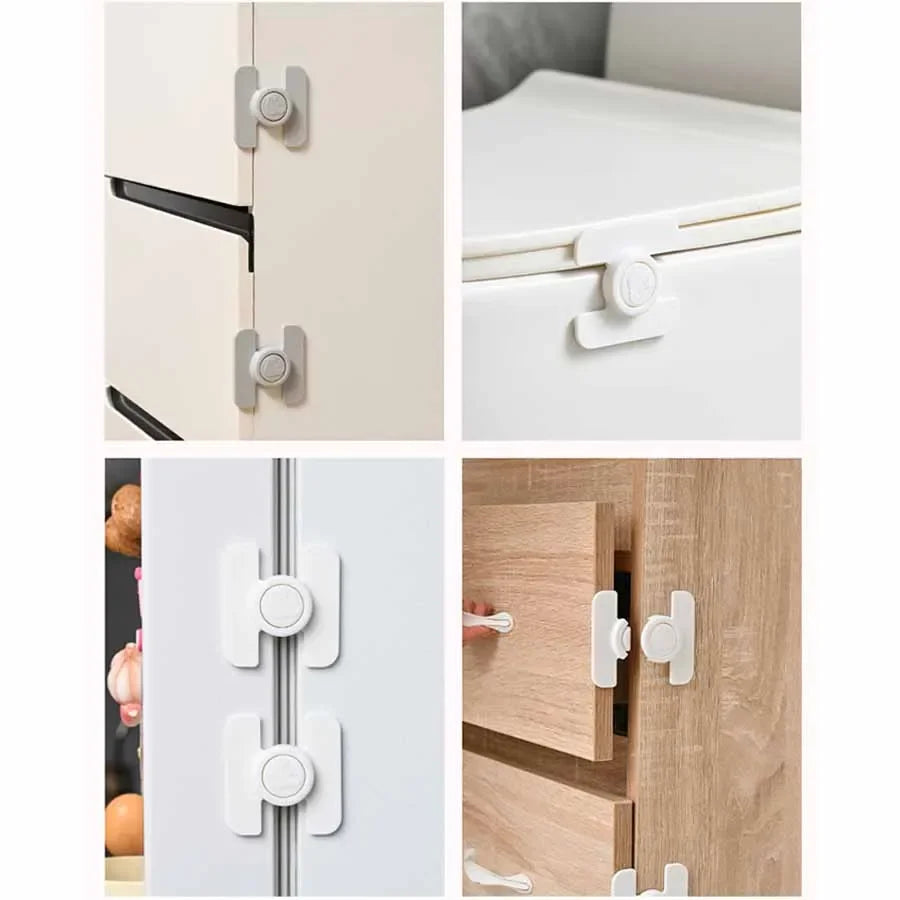 2pcs Child Multi Functional Safety Locks Double Buckle Lock for Refrigerator Cabinet Lock Anti-Pinching Hand Security Protection