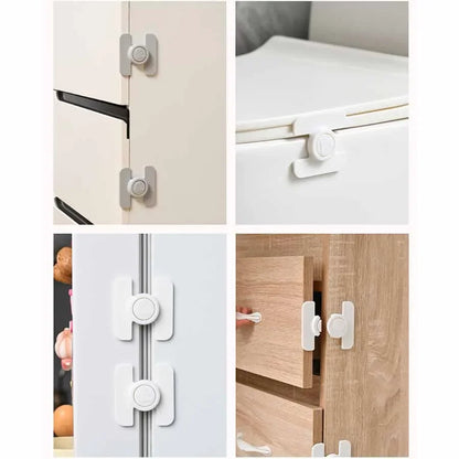 2pcs Child Multi Functional Safety Locks Double Buckle Lock for Refrigerator Cabinet Lock Anti-Pinching Hand Security Protection