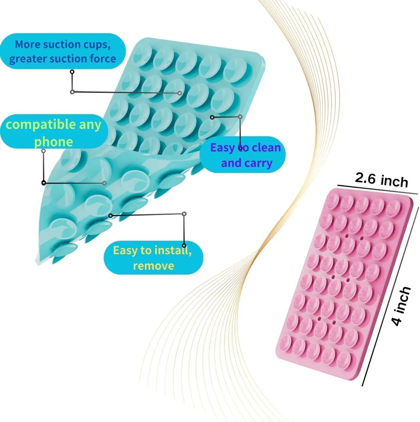 Double-sided Suction Cups Phone Holder, Silicone Suction Phone Case Adhesive Sticky Phone Grip Hands-Free Phone Grip Phone Stand