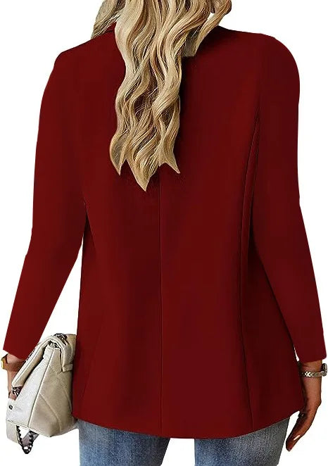 Office Elegant Blazer For Women 2025 Autumn Fashion Casual Solid Long Sleeve A Buckle Pocket Slim New In Outerwears Blazer Mujer