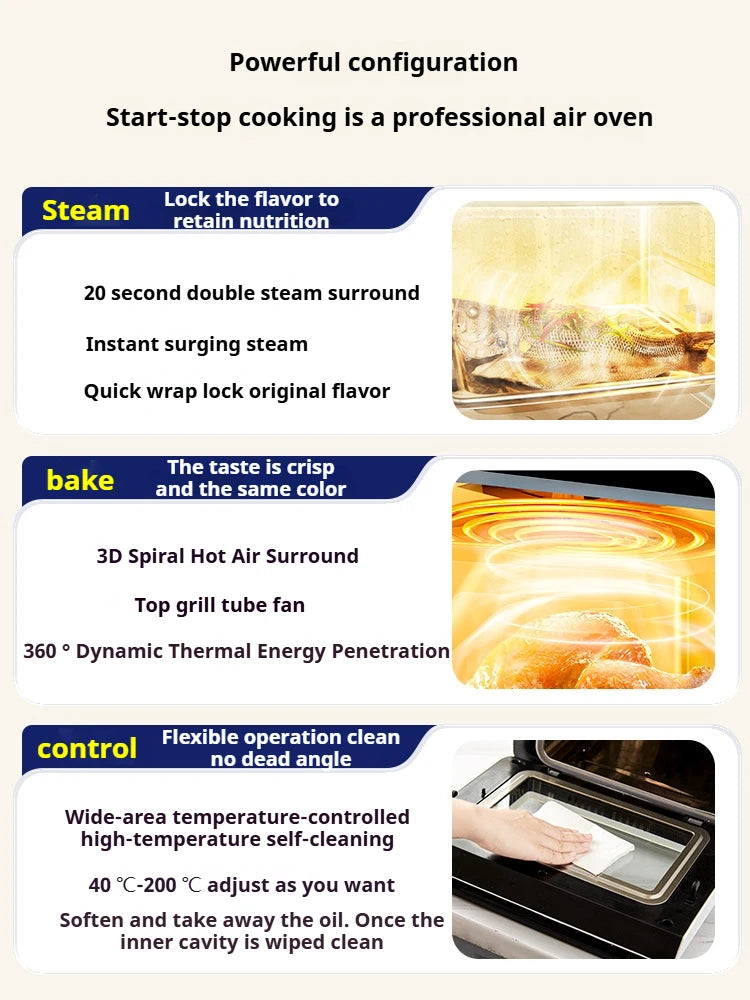 High-end smart air fryer, baking and frying dual-purpose, fully automatic and efficient touch-screen air steam oven for commerci