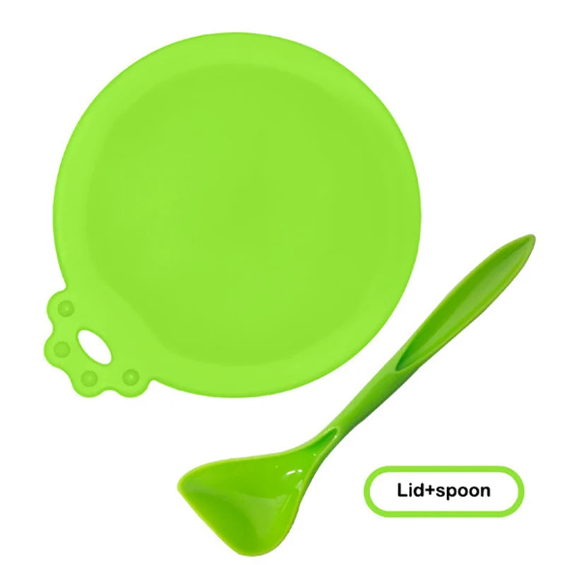 Reusable Pet Food Can Cover and Spoon Portable 2pcs/set  Dogs Cat Storage Tin Cap Lid Seal Cover Health Pet Supplies Pet Lids Ca