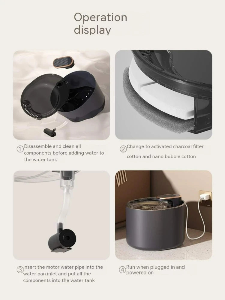 1 Silent Smart Pet Water Fountain, With Filter, Automatic Power-off, 3L Automatic Water Dispenser for Cats and Small Medium Dogs