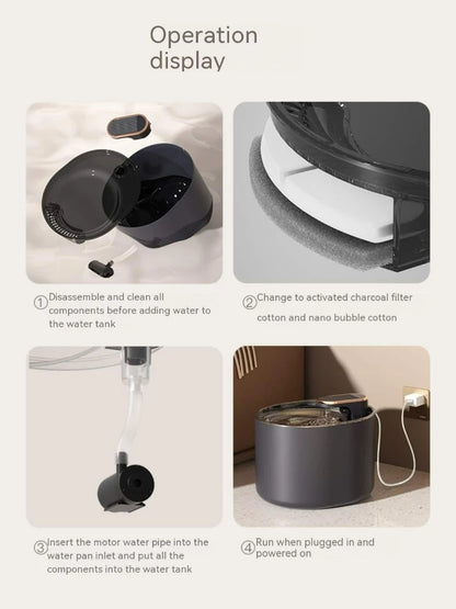 1 Silent Smart Pet Water Fountain, With Filter, Automatic Power-off, 3L Automatic Water Dispenser for Cats and Small Medium Dogs