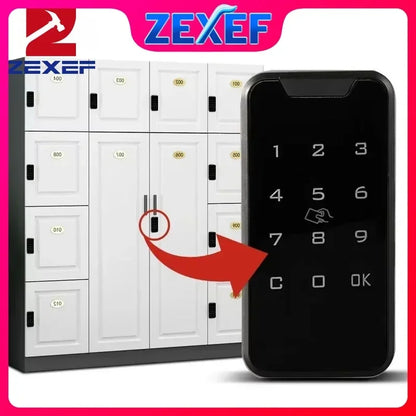 Home  Screen Cabinet Lock Digital Electronic Password Aluminum Sliding Door Security Bar Anti-theft Card Keypad Keyless Bolt