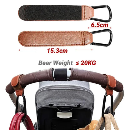 1PCS Baby Stroller Hook PU Leather Adjustable Pram Hook Cart Organizer Diaper Bag Hanger Children Boy Girl Travel Accessories