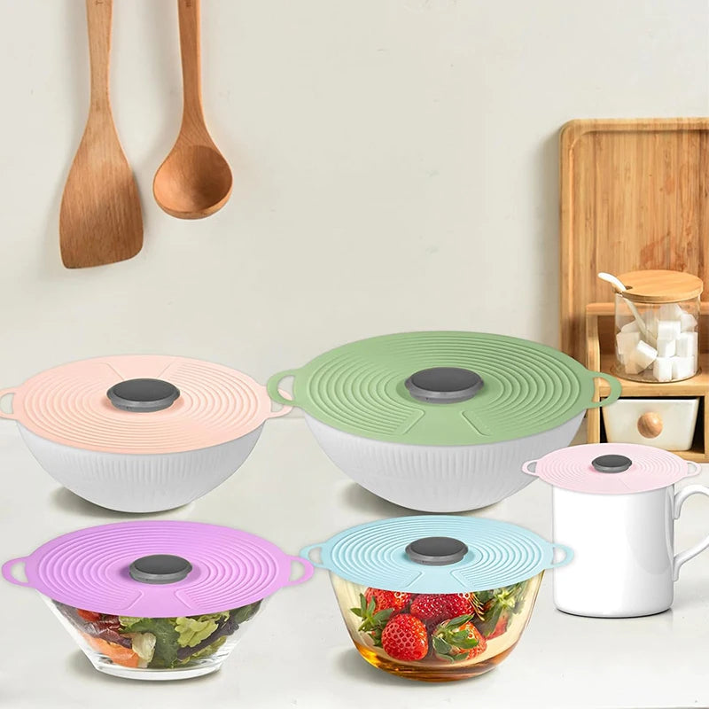 Silicone Lids for Bowl Reusable Sealed Suction Lids Fits Cups Bowls Plates Pots Pans Food Storage Microwave Cover Kitchen Gadget
