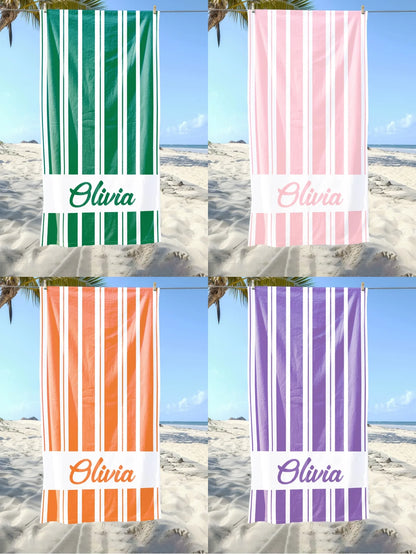 Name Beach Towel Name Custom Absorbent Quick-Drying Bath Towel Lightweight Summer Pool Towel Adult Boys Girls Graduation Gifts