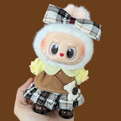 Labubu Clothes Cute Outfit Shirt Set Labubu Designer British Style Clothes Accessories Toy DIY Gifts for 15-17cm Doll