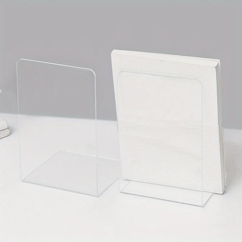 1/2pcs Clear Acrylic Bookends, Durable Transparent Bookshelf Partition Plates, for Office, School, and Home Organization