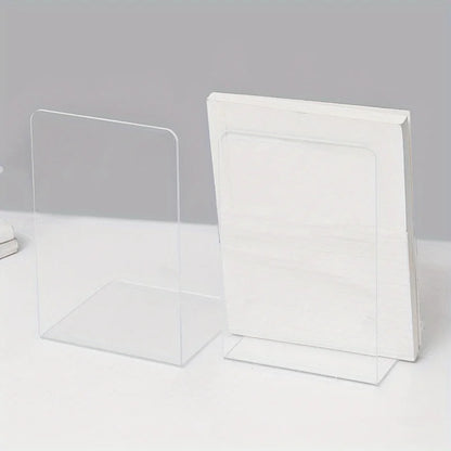 1/2pcs Clear Acrylic Bookends, Durable Transparent Bookshelf Partition Plates, for Office, School, and Home Organization