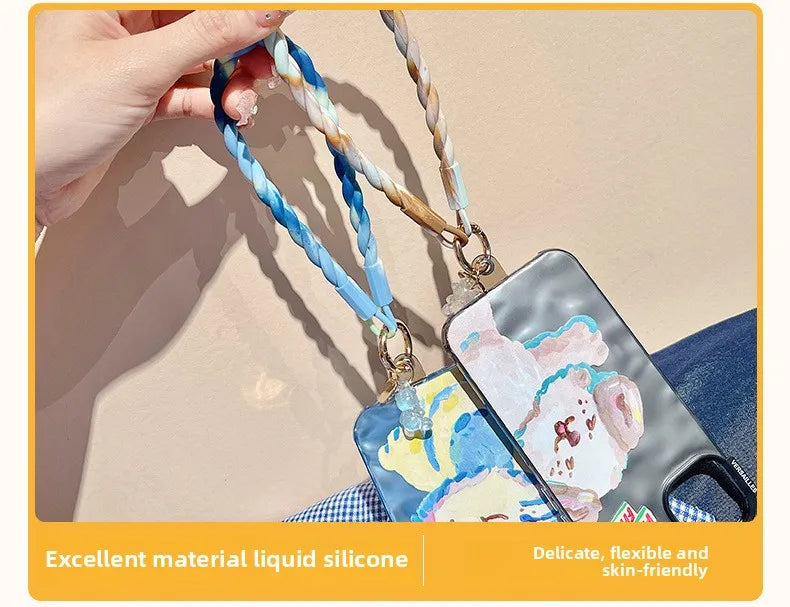 Luminous Bear Silicone Mobile Phone Lanyard Round Soft Ring Mobile Phone Chain Silicone Wrist Anti-loss Mobile Phone Lanyard