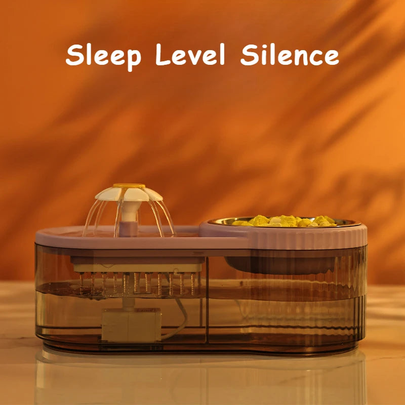 Automatic Cat Feeder Water Fountain With Large Capacity Flower Design Silent Pet Feeding System With Filter For Cats And Dogs