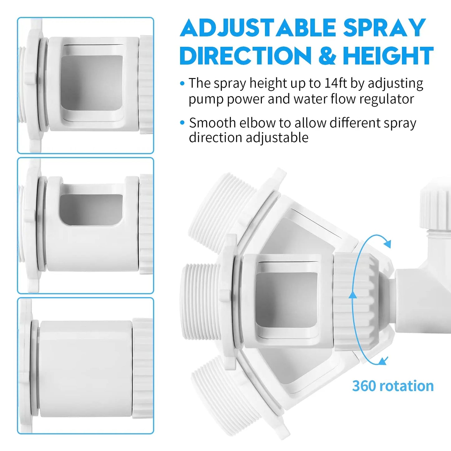 Swimming Pool Waterfall Fountain Kit PVC Feature Water Spay Pools Spa Decorations Easy Install Swimming Pool Accessories