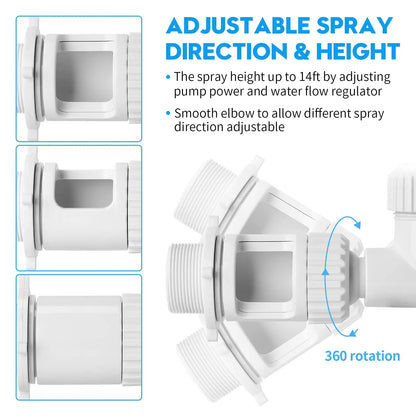 Swimming Pool Waterfall Fountain Kit PVC Feature Water Spay Pools Spa Decorations Easy Install Swimming Pool Accessories