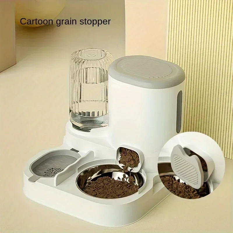 Automatic Cat Feeder and Water Dispenser Non-Electric Easy-Clean Large Capacity Pet Feeding Station for Cats and Small Dogs
