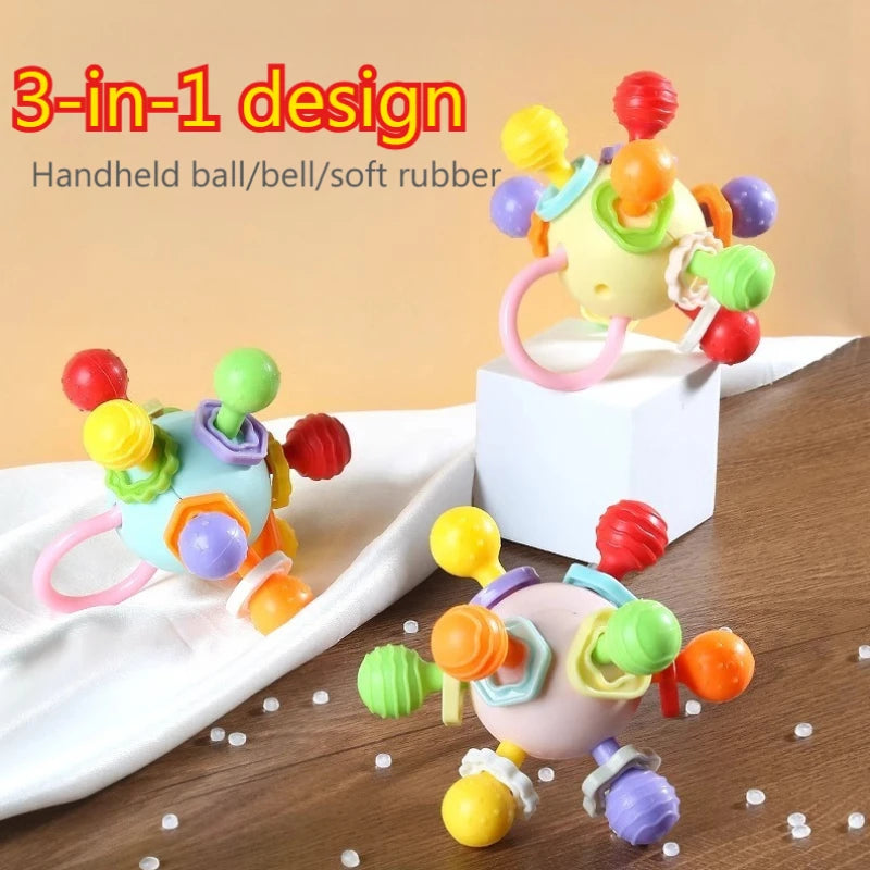 Montessori Baby Rattle Toy 0 to 6 Months Sensery Games Rubber Textured Multi Tactile Touch Balls Training Massage Soft Balls