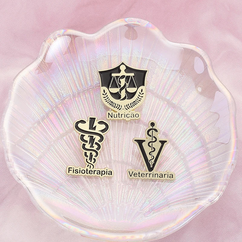 Veterinary Pharmacy Symbol Caduceus Snake Enamel Pins Odontologia Nutricao Fisioterapia Medical Health Badge Brooch Doctor Nurse