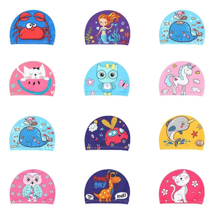 10pcs Children's Swimming Caps Elastic Fabrics Swimming Pools Water Sports Boys' and Girls' Swimming Caps Boys' Swimming Caps