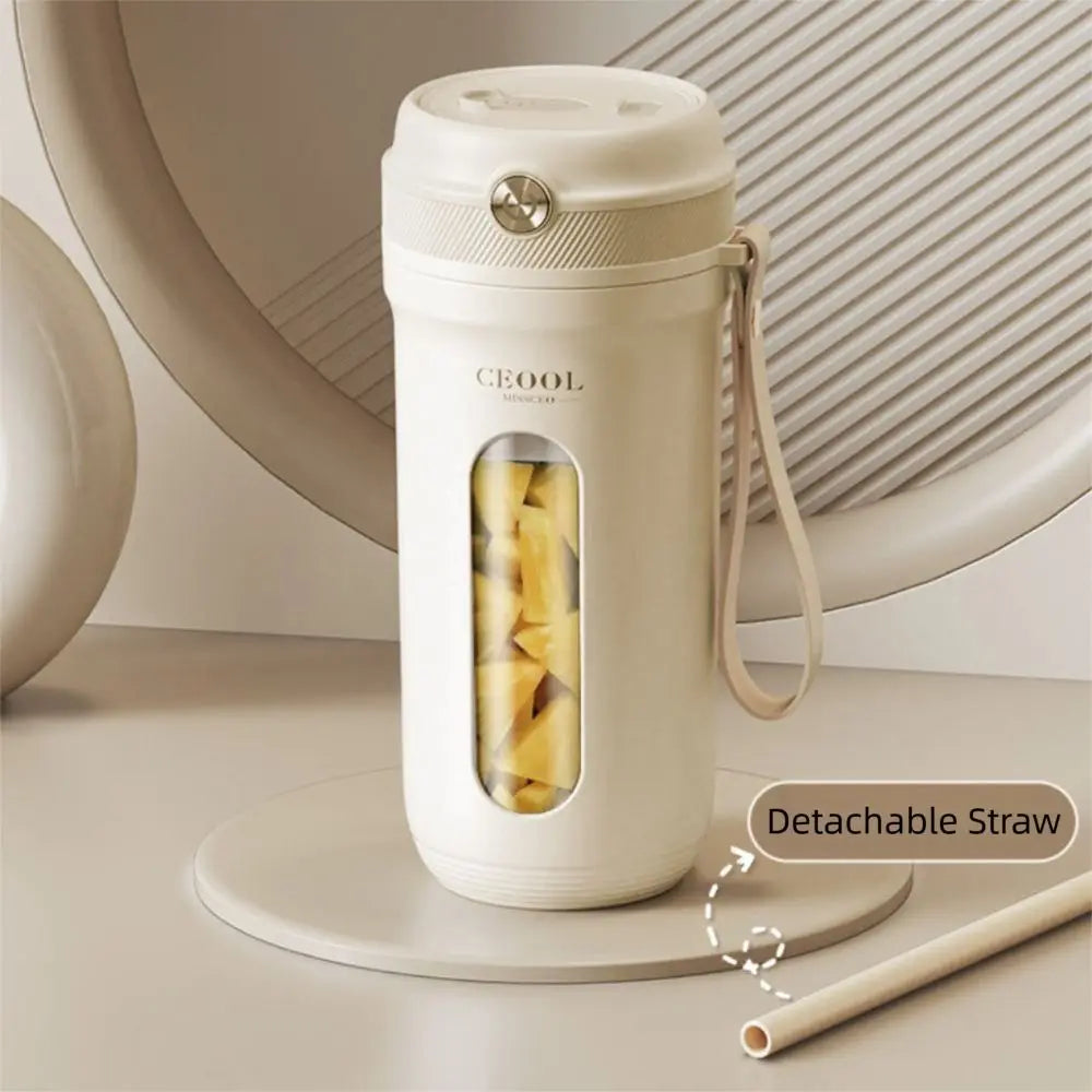 4/10 Blades Fruit Blender Cup with Detachable Straw USB Rechargeable Smoothie Maker Cup 350ML Mini Ice Crusher Office