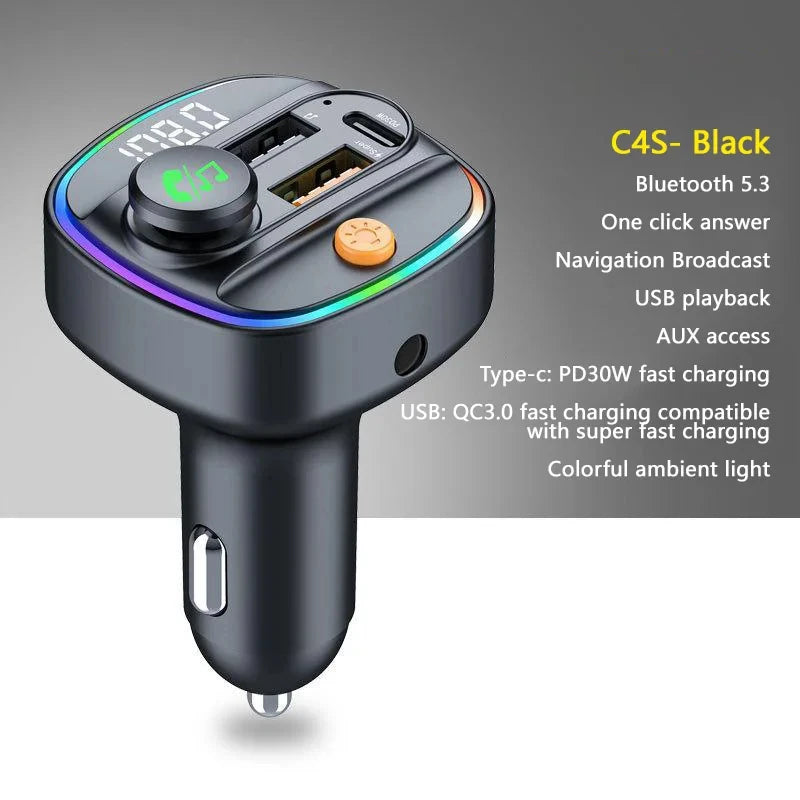 Xiaomi FM Transmitter Bluetooth 5.3 Hands Free Car AUX Radio Modulator MP3 Player with Fast Charging Adapter Auto Accessories