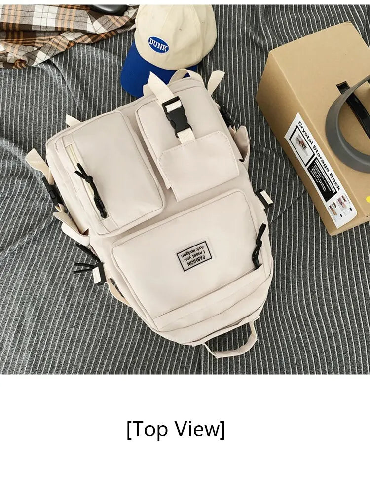 Backpack Large Capacity Light Simple Travel Bag Canvas Backpack Student School Bag Nylon Student Zipper Backpack