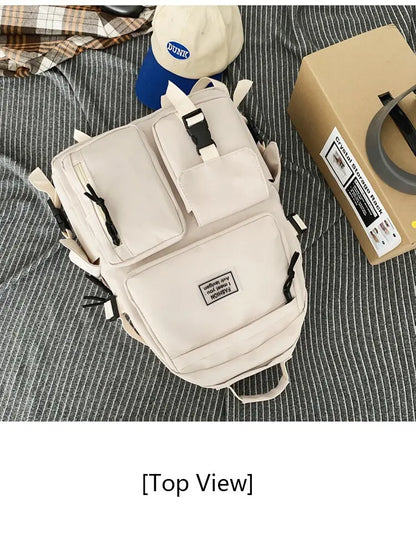 Backpack Large Capacity Light Simple Travel Bag Canvas Backpack Student School Bag Nylon Student Zipper Backpack