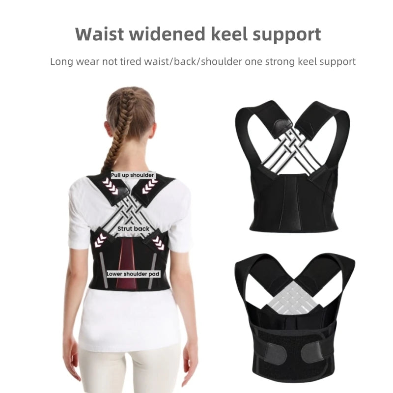 Posture Back Brace Adjustable Back Support Strap to Men and Women Prevent Spinal Distortion and Hunchback Suitable for Exercise