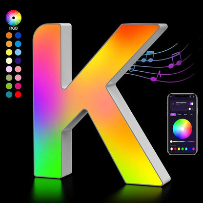 Smart LED Letters Lights Alphabet Light Decorative Name Letter Number Lamp Night Light USB MeRGBW App Music Sync Logo Game Home