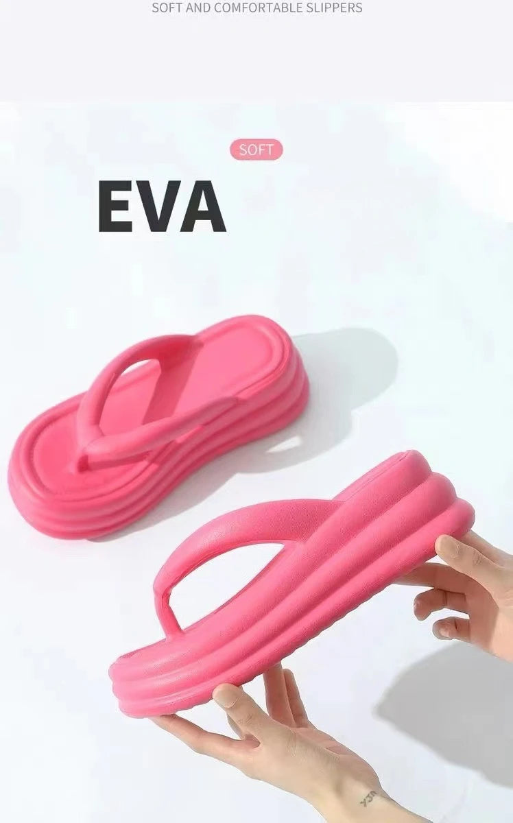 Thick Bottom Flip-flops Summer Fashion Women Slippers Soft Bottom Increase Anti-slip Anti-odor Beach Slippers Zapatos De Mujer