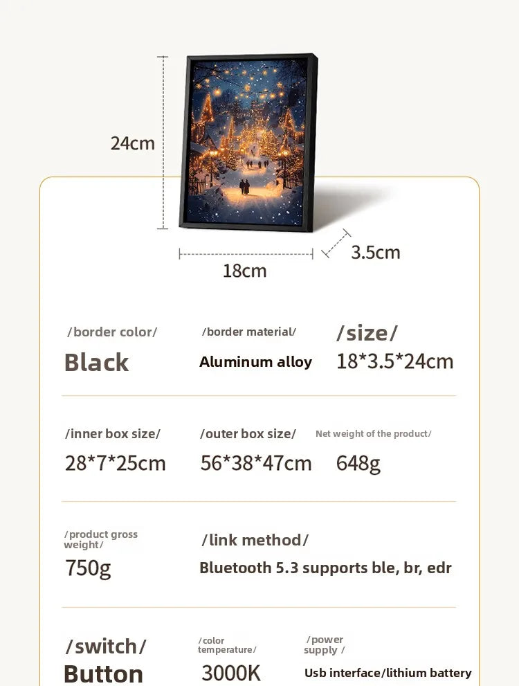 Creative Decorative Atmosphere Lamp Gift USB Powered LED Light Painting Night Light with Bluetooth Speaker Room Desk Ornaments