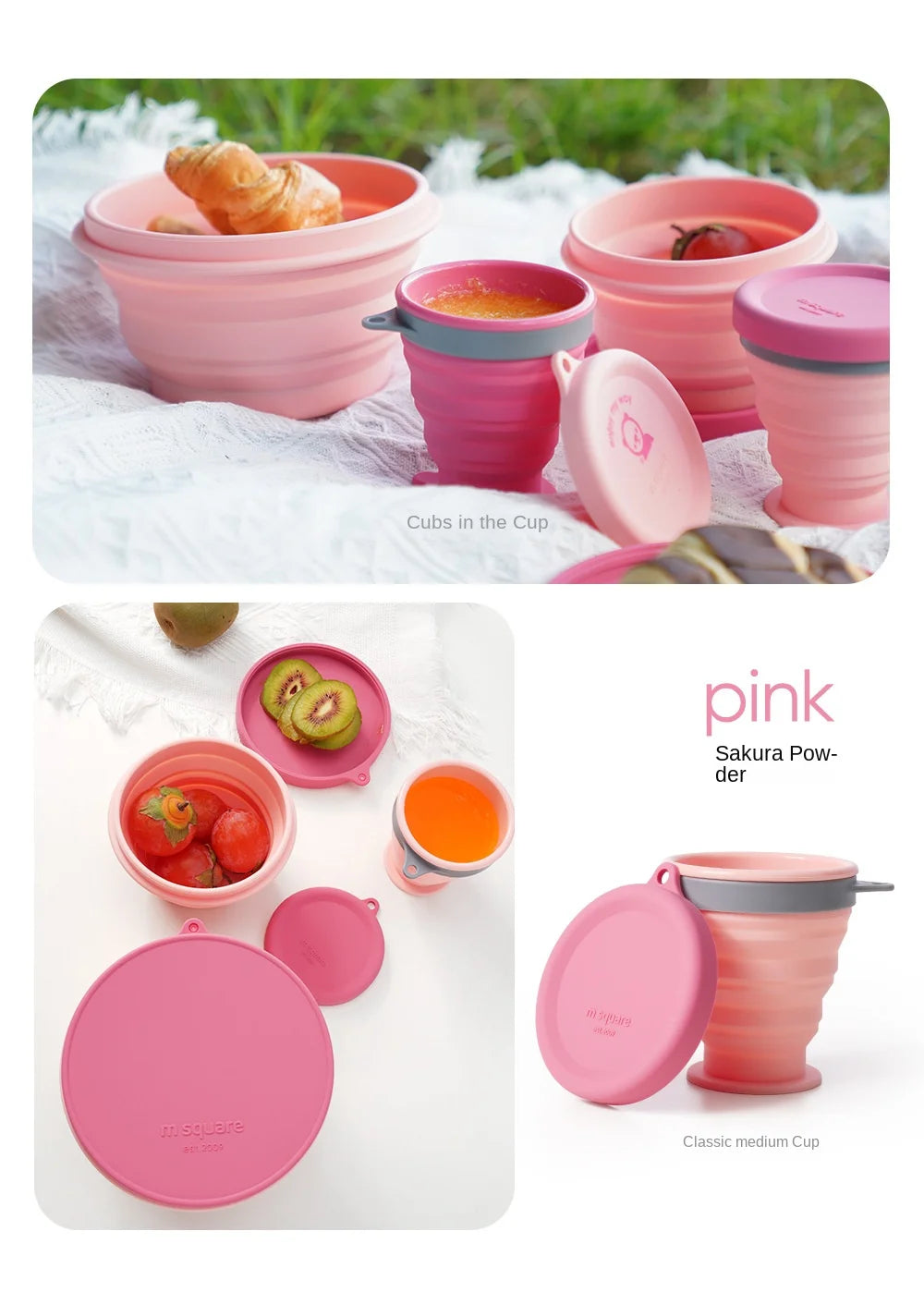 Silicone Bowl Foldable with Lid Camping Baby Travel Portable Round Large Food Container Heat Resistant Salad Bowl