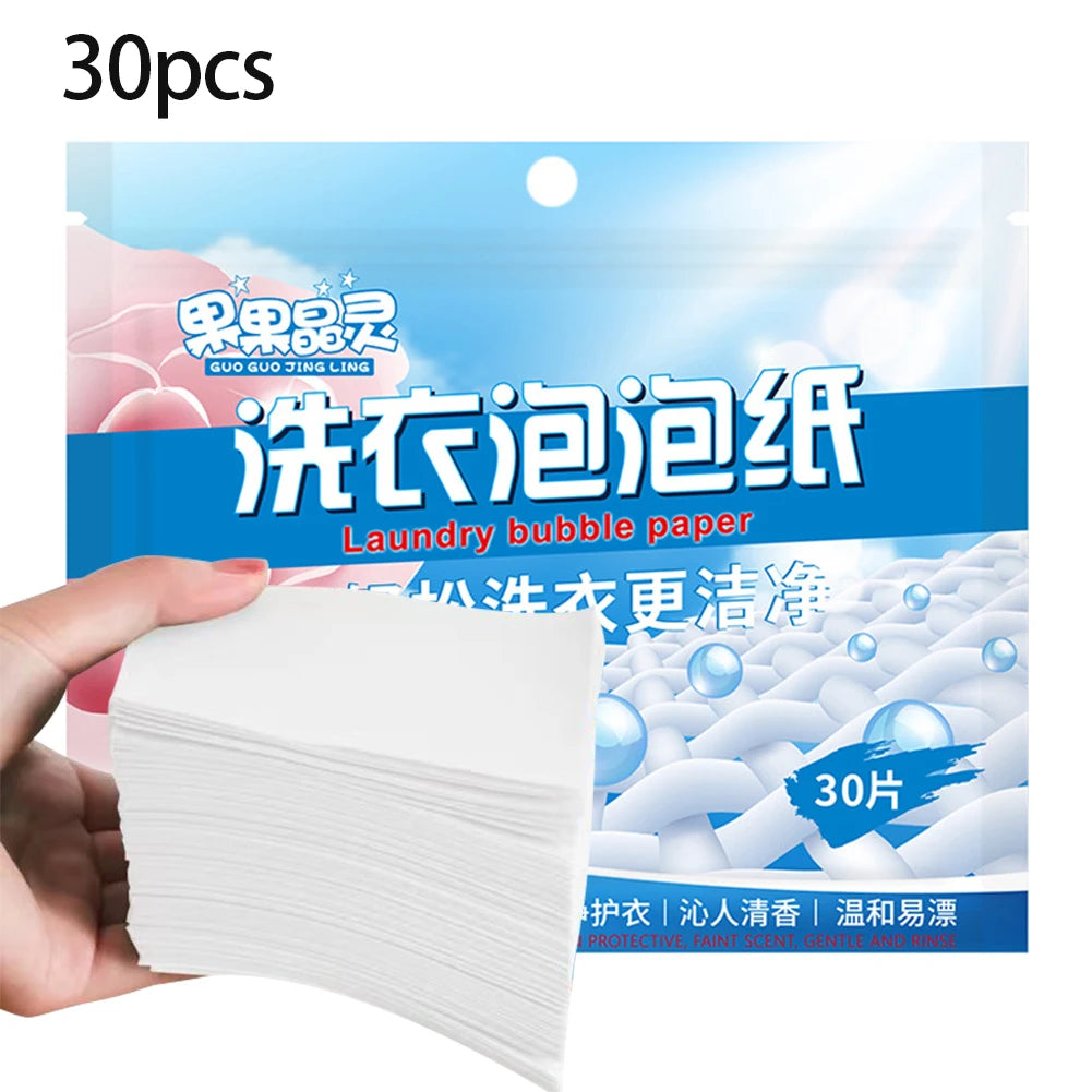 30PCS Laundry Detergent Sheets Easy Dissolve Laundry Tablets Strong Deep Cleaning Detergent Laundry Soap for Washing Machine