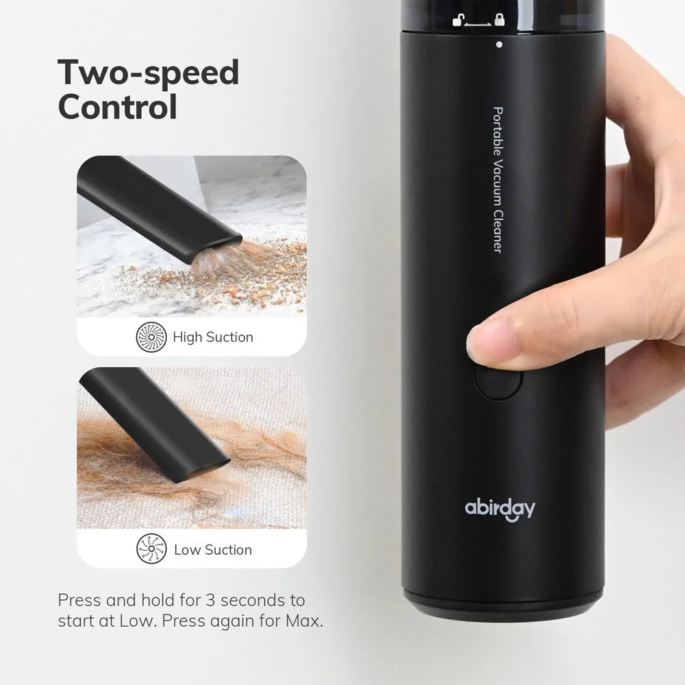 ABIRDAY Cordless Handheld Vacuum Cleaner for Laptop & Car,Portable & Multifunctional,USB Rechargeable,Strong Suction,Brushless