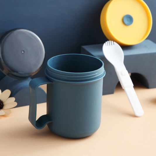 500ML Portable Breakfast Cups Oatmeal Cereal Nut Yogurt Salad Cup with Lid Spoon School Lunch Box Microwave for Kitchen Tools