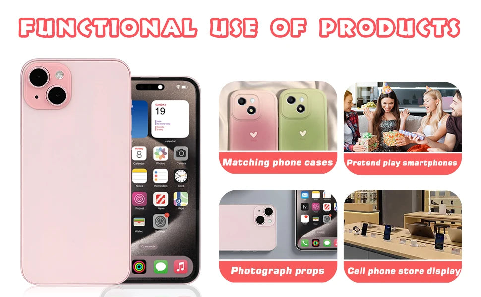 Dummy Fake Phone Model, Looks Like The Real Phone Compatible with Phone 15 Pink, for Cell Phone Store Display