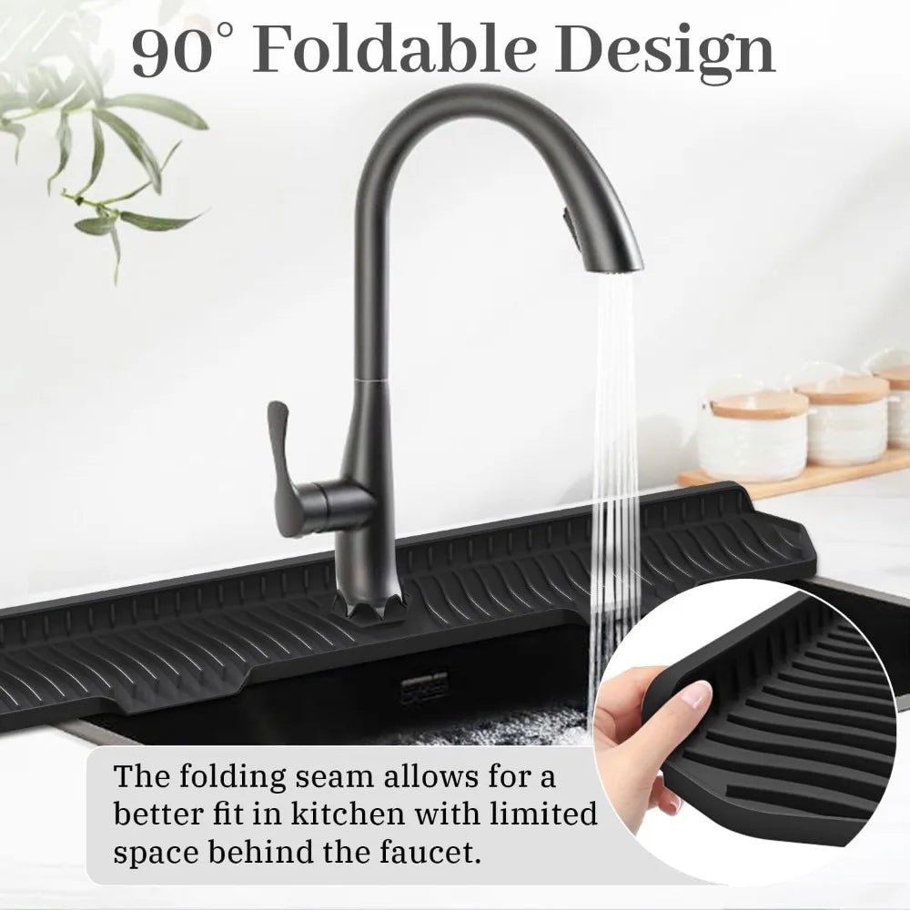 24/29.5inch Kitchen Sink Splash Guard,Silicone Draining Mat for Sink,Sink Protectors for Kitchen Sink Mat, Splash Guard Kitchen