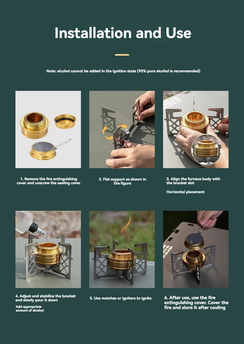 CAMPINGMOON AS-1/AS-ST Outdoor Small Picnic Equipment Alcohol Stove Brass Stove Liquid Alcohol Stove Head Portable Stove